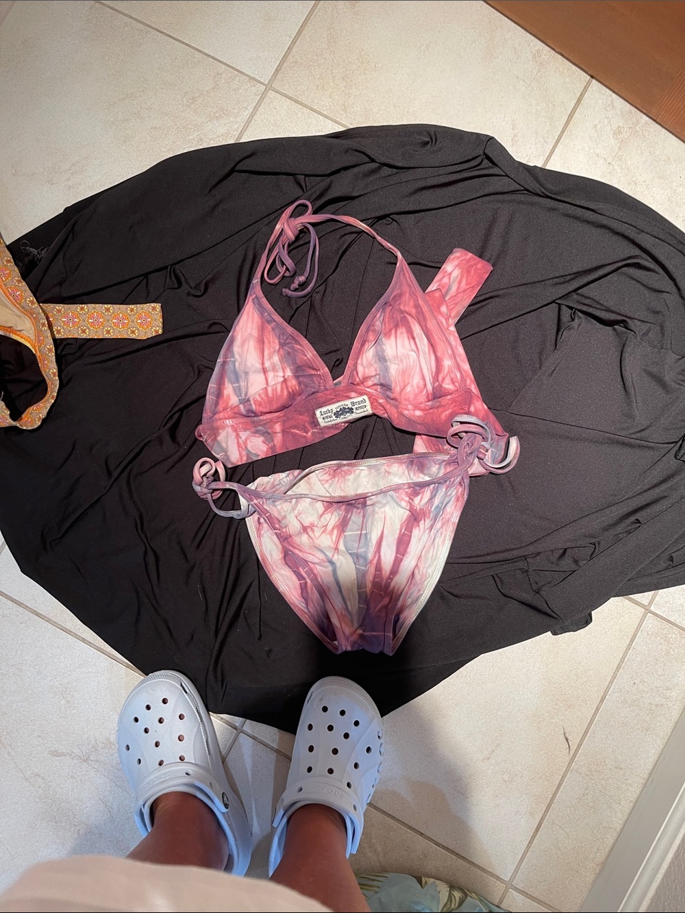 Lucky Brand Pink and Purple Tie-Dye Triangle Bikini